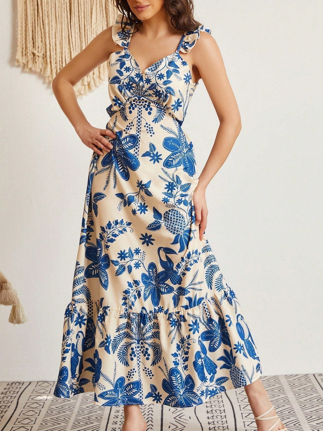 Sienna | Floral Ruffle Strap Maxi Dress
