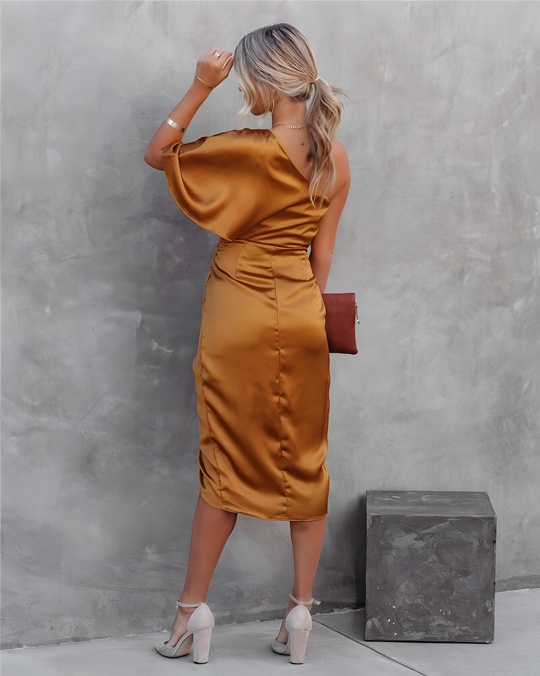 Oriana | Elegant Satin One Shoulder Cocktail Dress