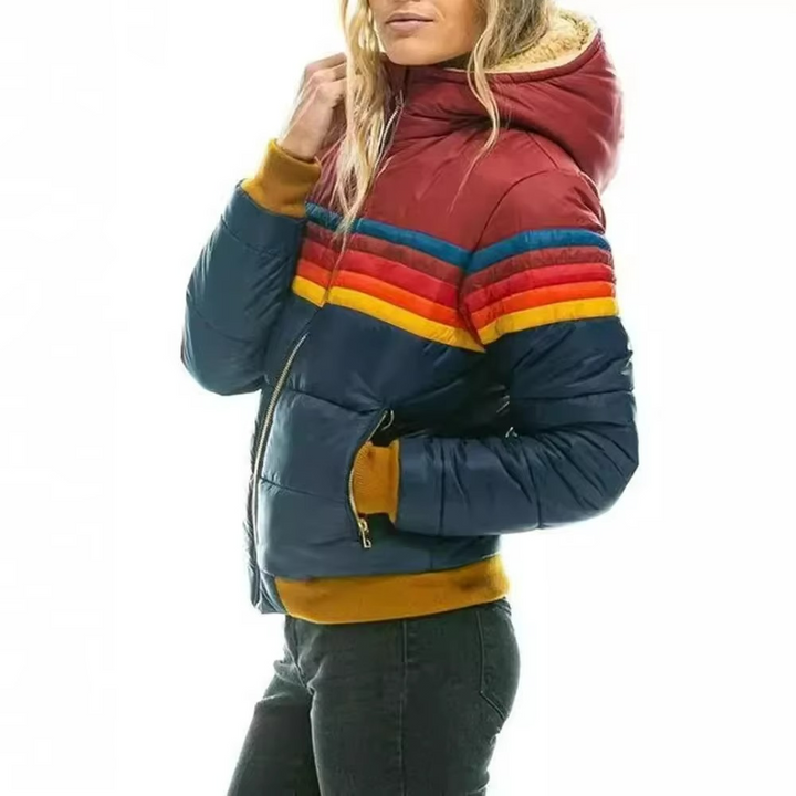 Sienna | Retro Stripe Hooded Puffer Jacket