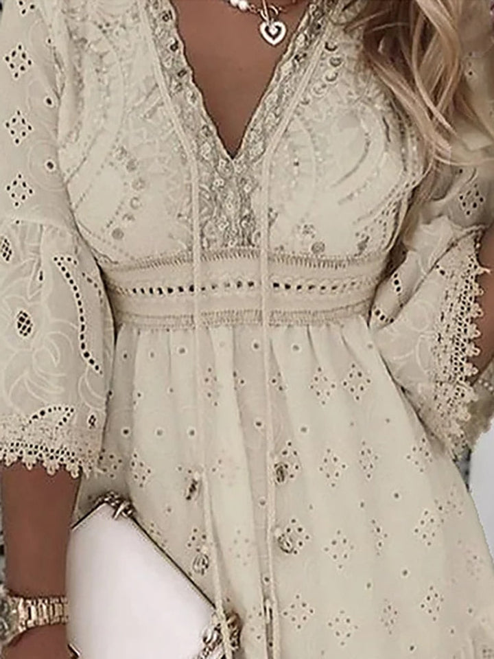 Arabella | Broderie Lace Boho Mini Dress