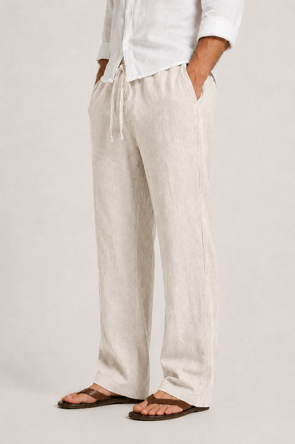 Men's Linen Drawstring Wide Leg Pants
