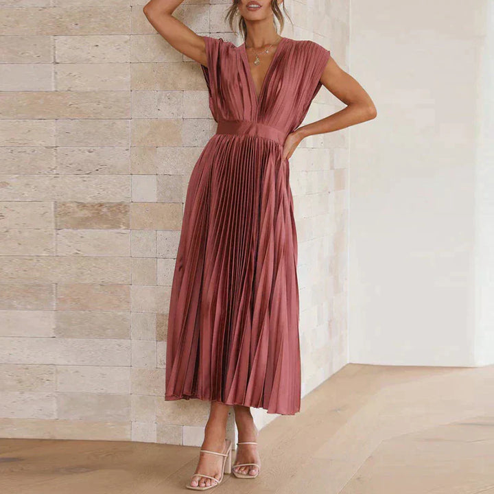 Eliana | Flowing Pleated Occasion Midi Dress