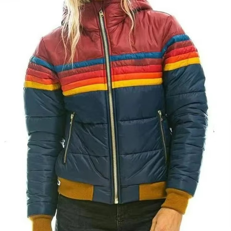 Sienna | Retro Stripe Hooded Puffer Jacket