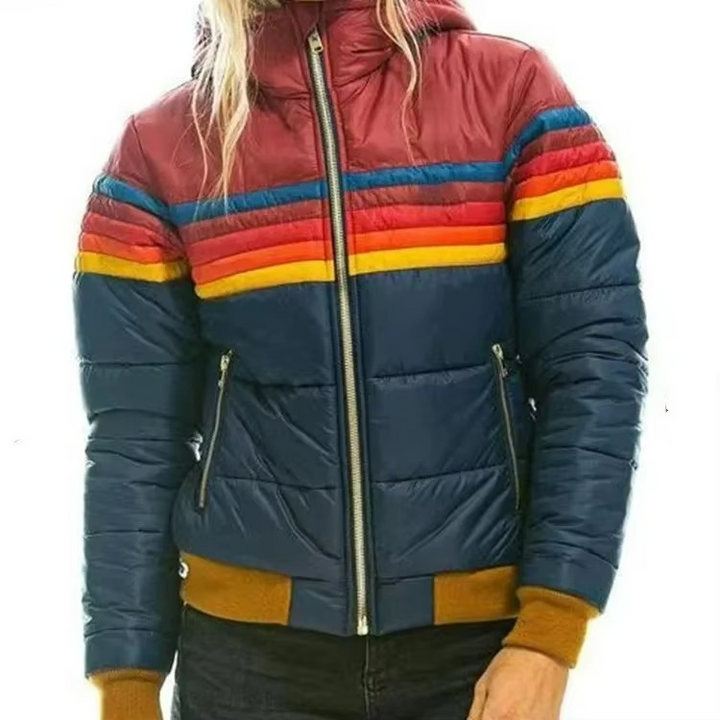Sienna | Retro Stripe Hooded Puffer Jacket