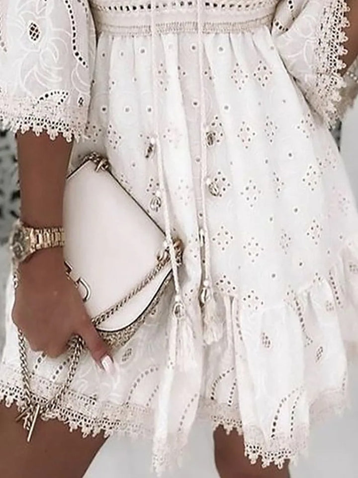 Arabella | Broderie Lace Boho Mini Dress