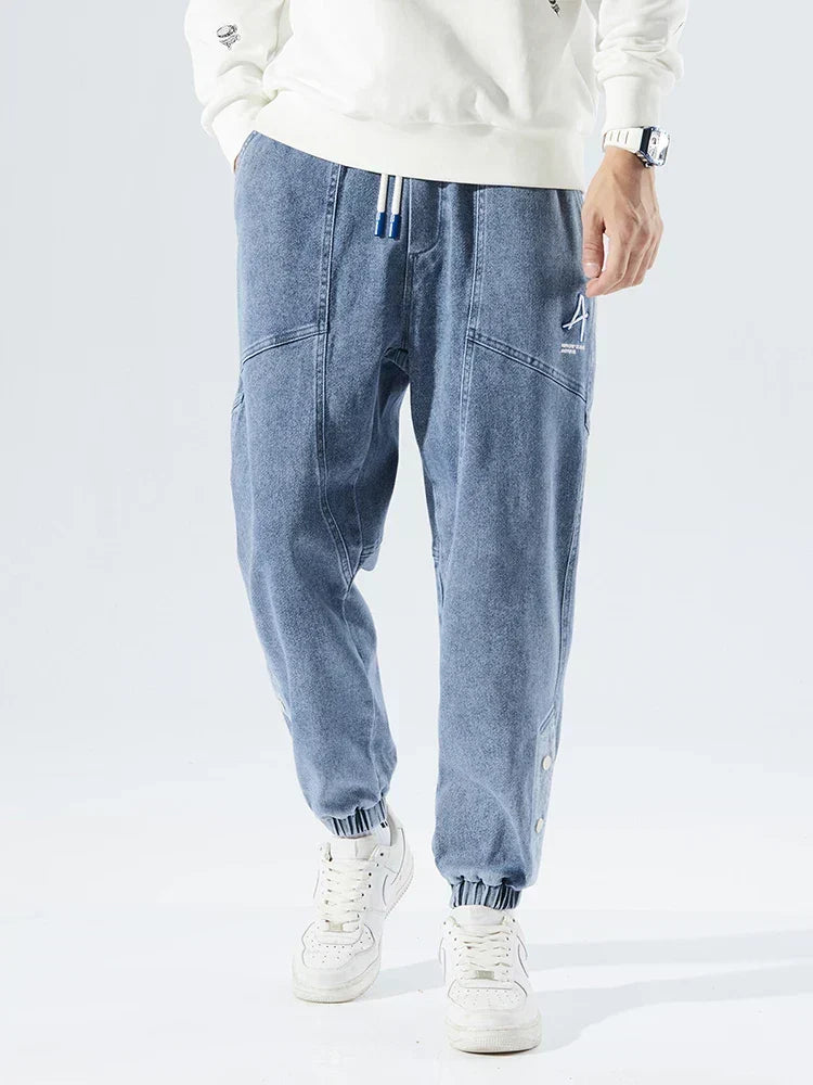 Men's Denim Jogger Jeans with Ribbed Cuff