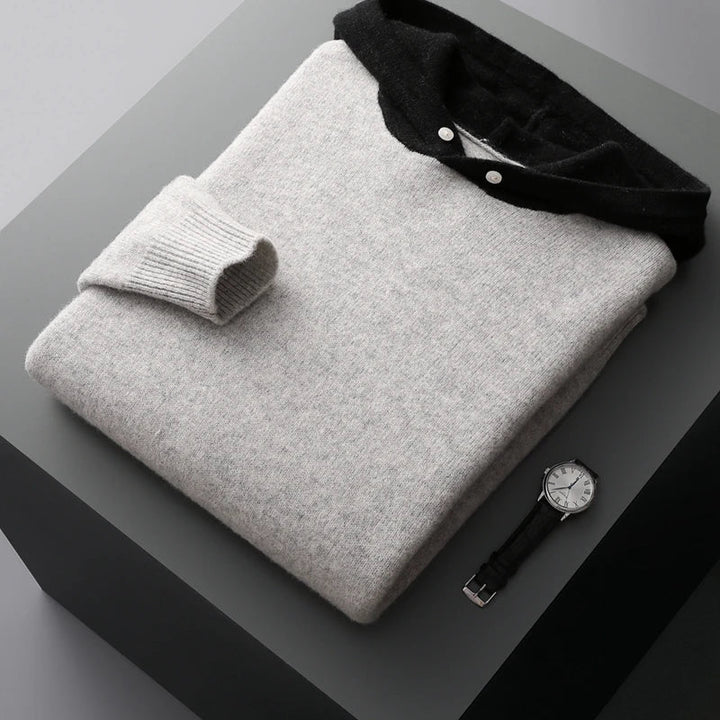 Women's Contrast Hood Knit Jumper with Kangaroo Pocket