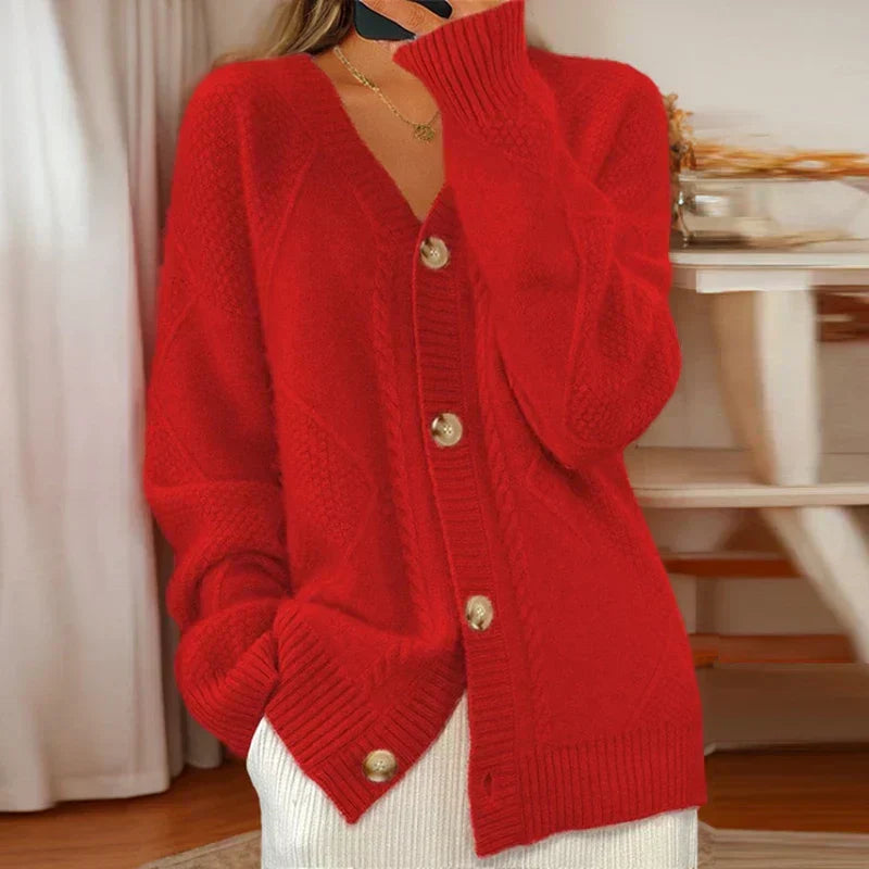 Fiona | Cable Knit Button Front Cardigan