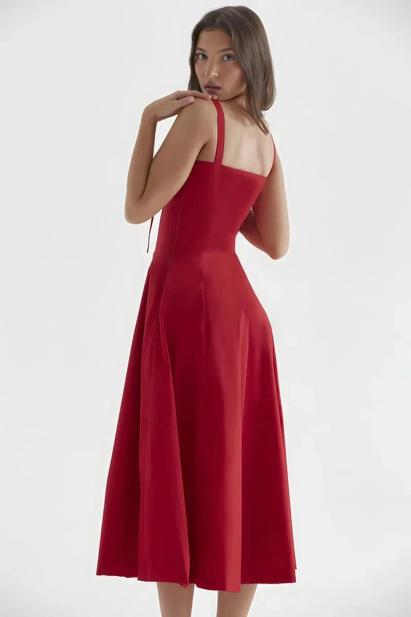 Sweetheart Neck Floral Midi Dress