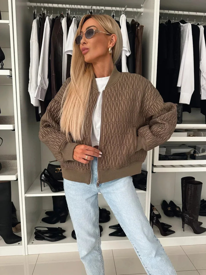 Sophie | Textured Quilted Bomber Jacket