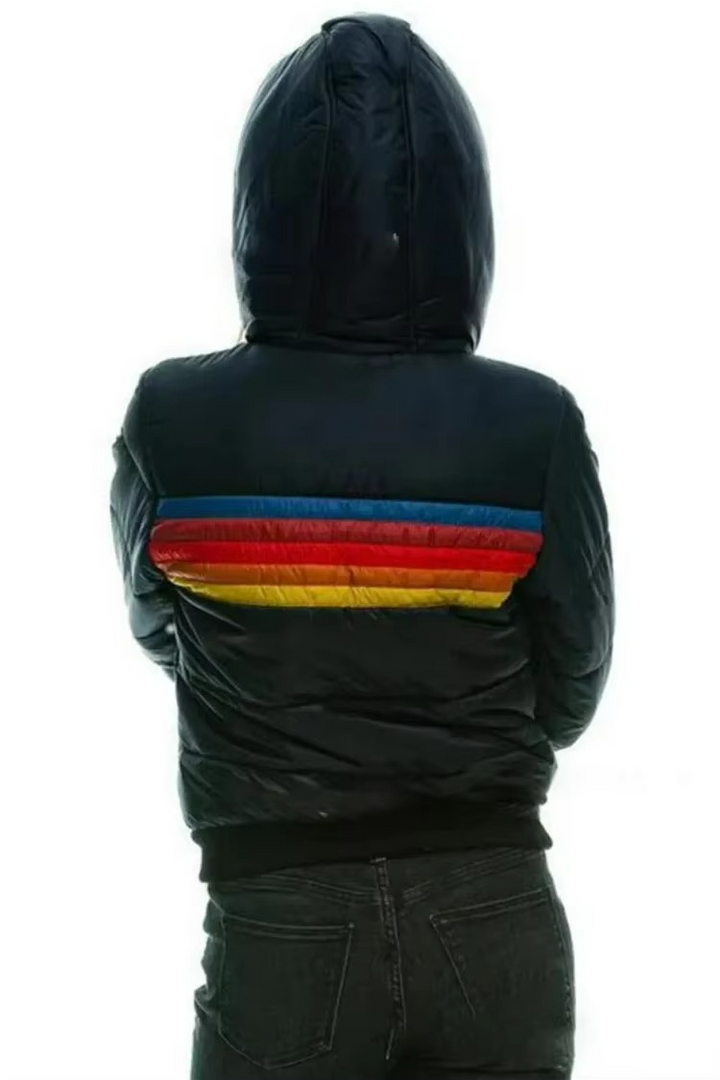 Sienna | Retro Stripe Hooded Puffer Jacket