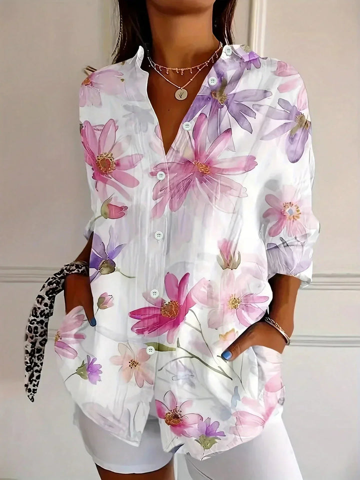 Women's Floral Button Up Blouse