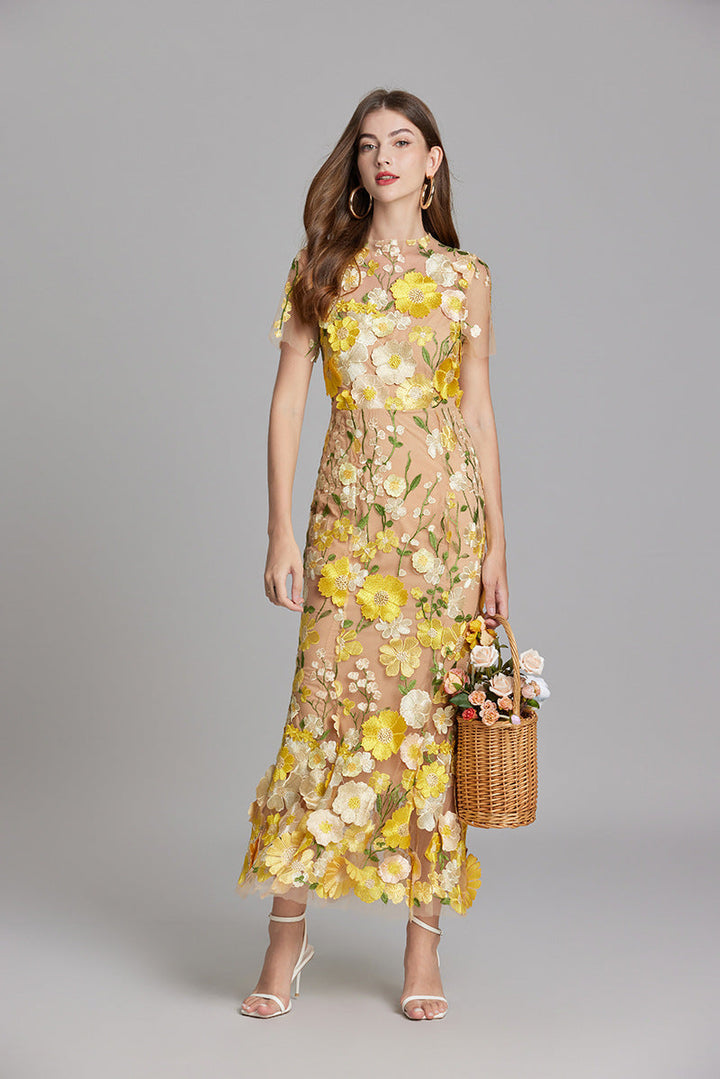 Larissa | Elegant Sheer Mesh Wedding Guest Cocktail Dress