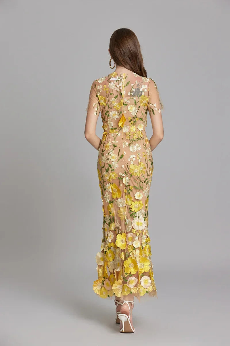 Larissa | Elegant Sheer Mesh Wedding Guest Cocktail Dress