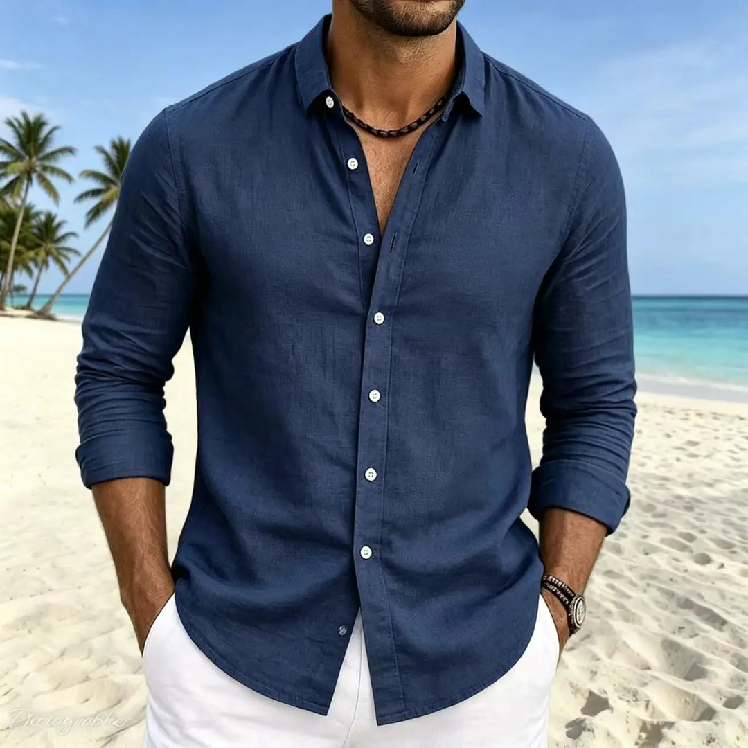 Men's Linen Long-Sleeve Resort Shirt