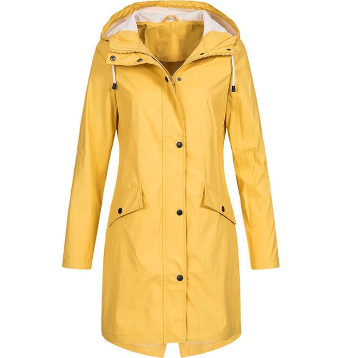 Women's Waterproof Hooded Longline Rain Jacket