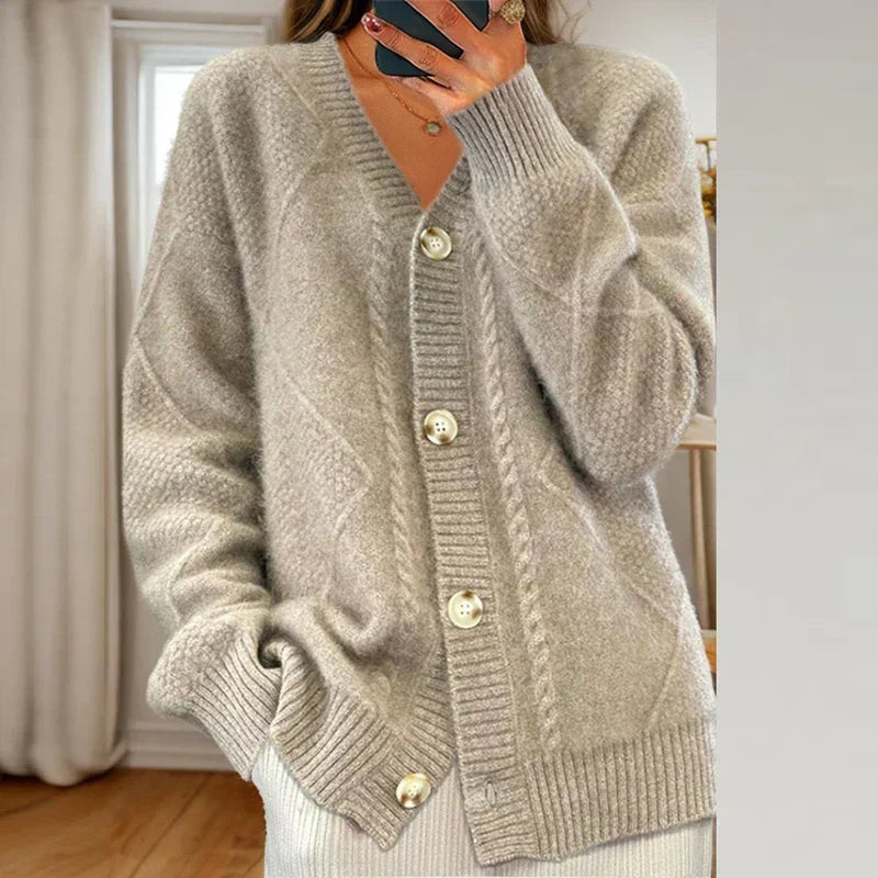 Fiona | Cable Knit Button Front Cardigan