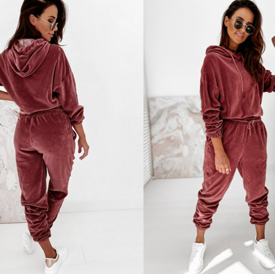 Women's Velour Hoodie and Joggers Tracksuit