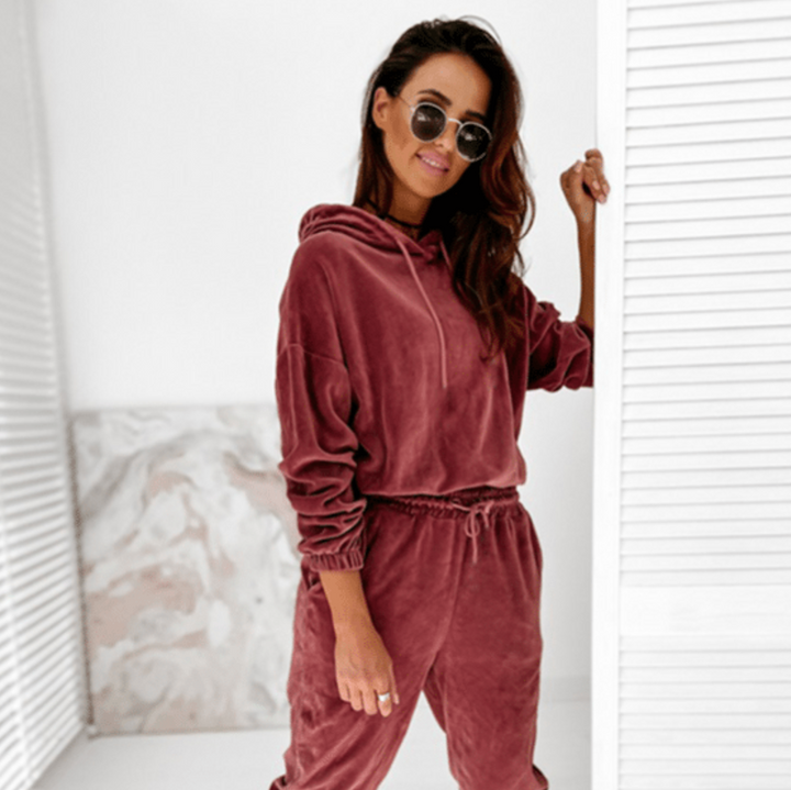 Women's Velour Hoodie and Joggers Tracksuit