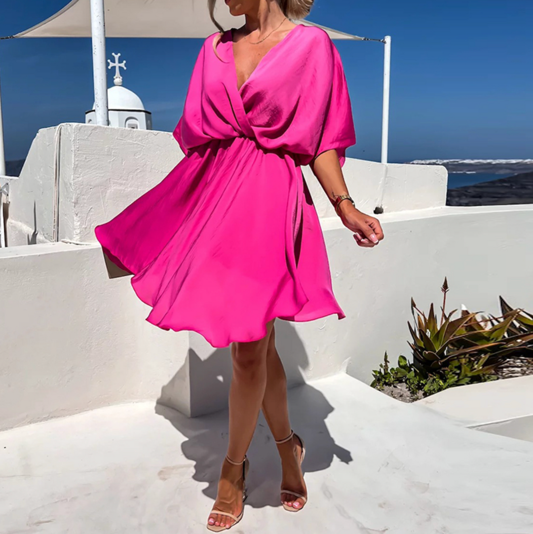 Eliana | Satin Wrap Occasion Mini Dress