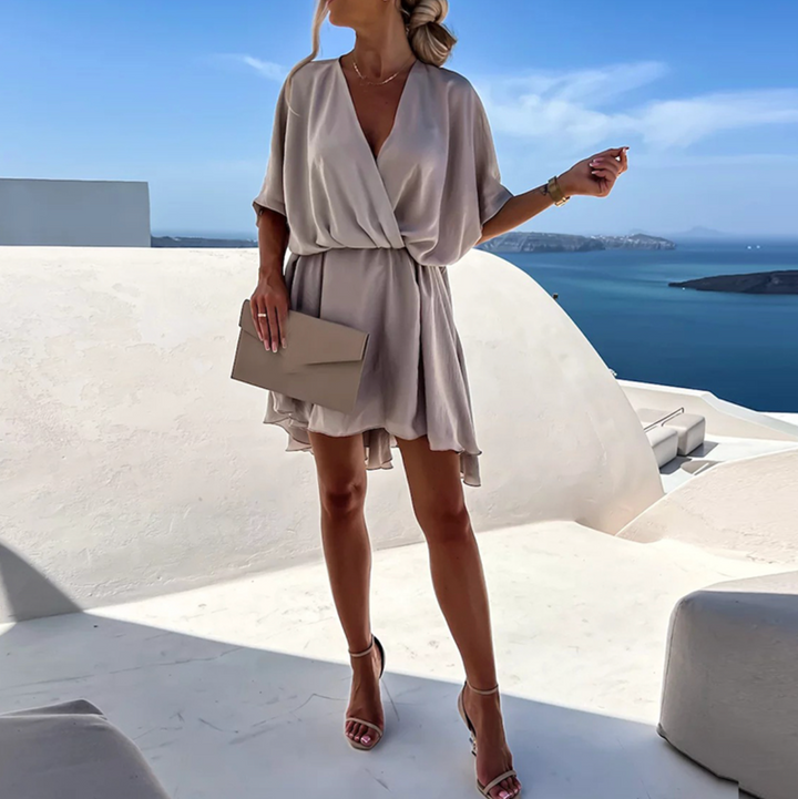 Eliana | Satin Wrap Occasion Mini Dress