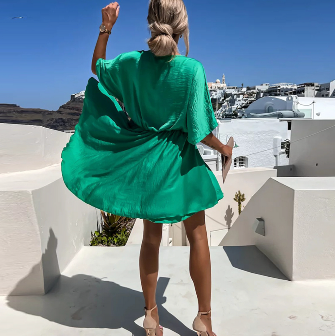 Eliana | Satin Wrap Occasion Mini Dress