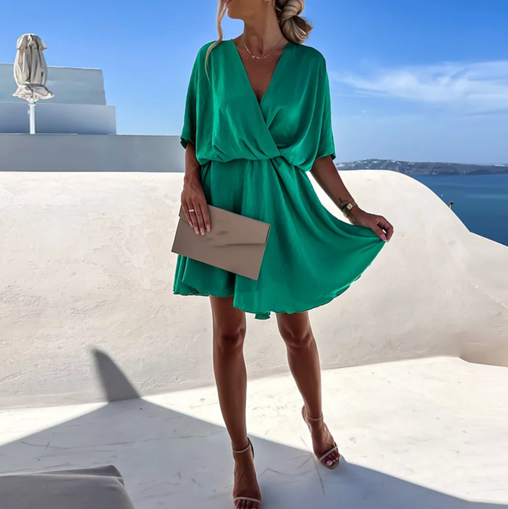 Eliana | Satin Wrap Occasion Mini Dress