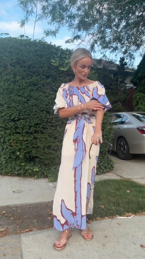 Elara | Off Shoulder Botanical Print Maxi Dress