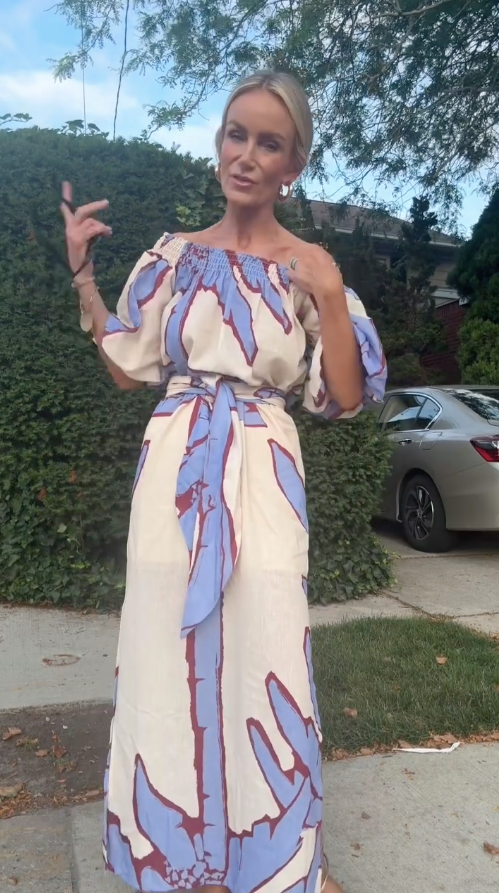 Elara | Off Shoulder Botanical Print Maxi Dress