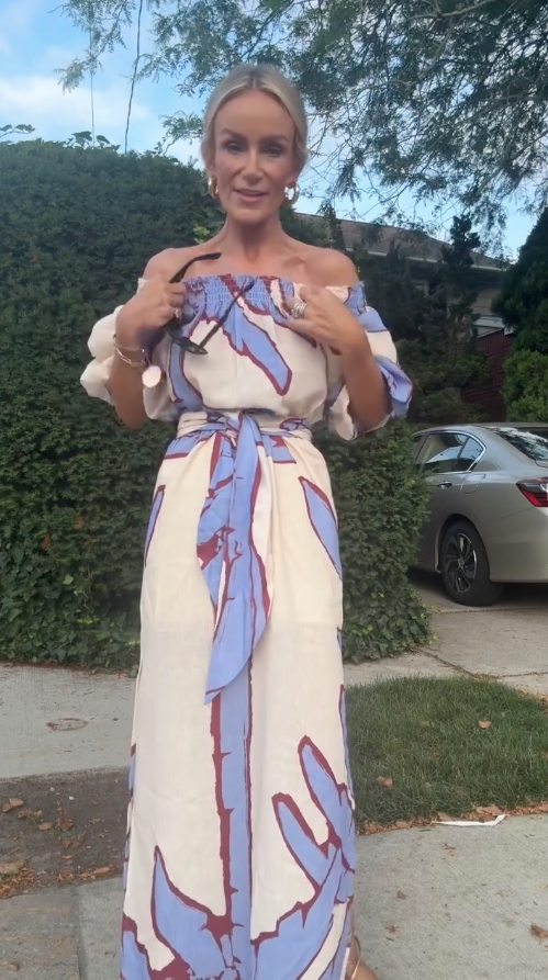 Elara | Off Shoulder Botanical Print Maxi Dress