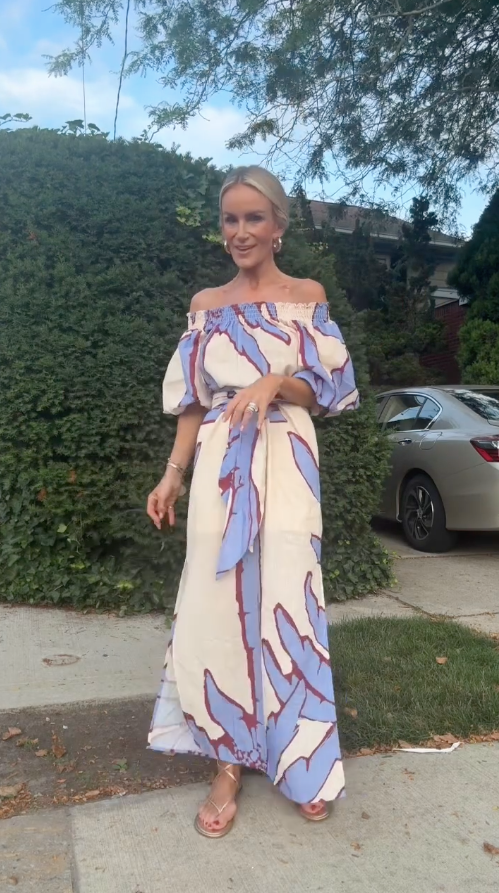 Elara | Off Shoulder Botanical Print Maxi Dress