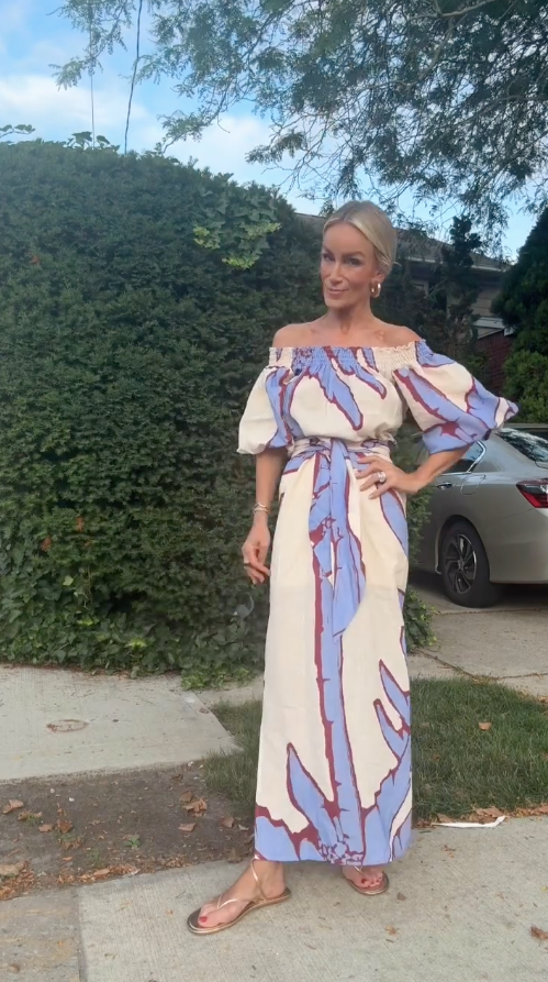 Elara | Off Shoulder Botanical Print Maxi Dress