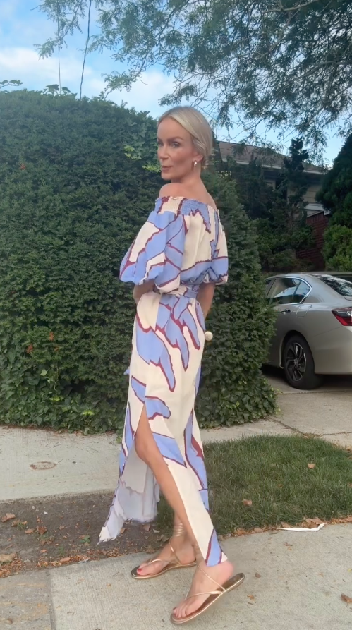 Elara | Off Shoulder Botanical Print Maxi Dress