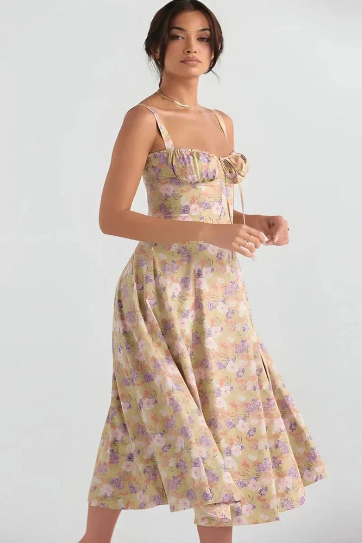 Sweetheart Neck Floral Midi Dress