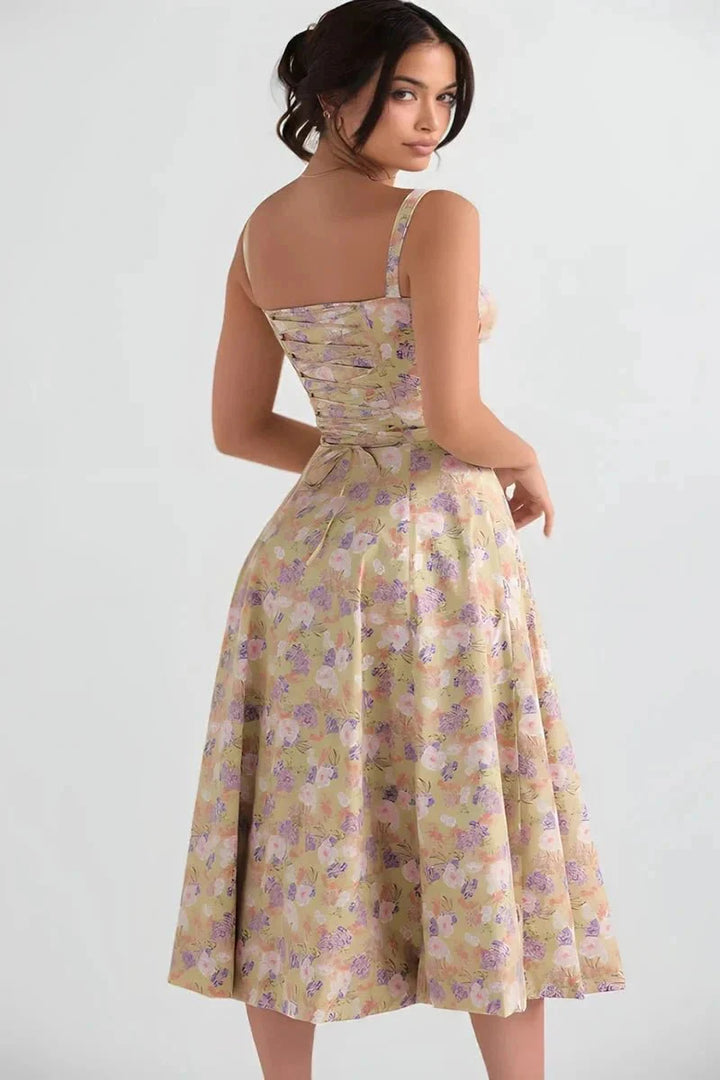 Sweetheart Neck Floral Midi Dress
