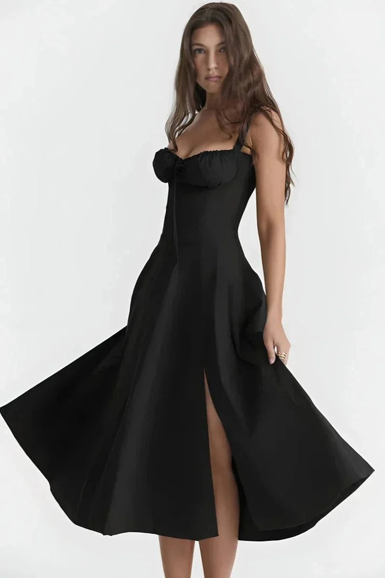 Sweetheart Neck Floral Midi Dress