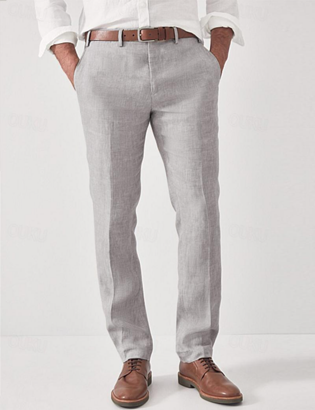 Men's Linen Tailored Pants in Relaxed Fit