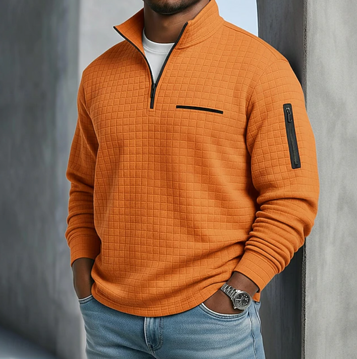 Men's Waffle Texture Quarter Zip Shirt in a Relaxed Fit