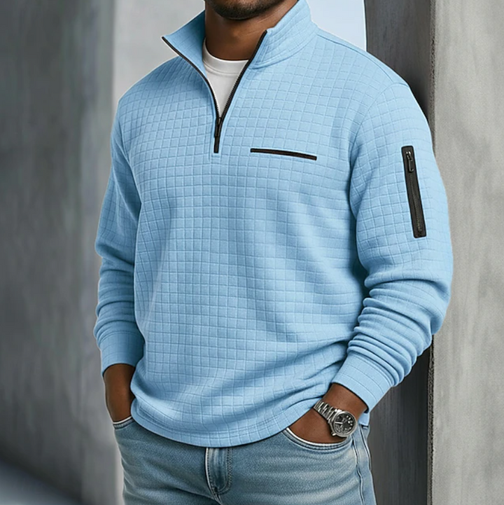 Men's Waffle Texture Quarter Zip Shirt in a Relaxed Fit