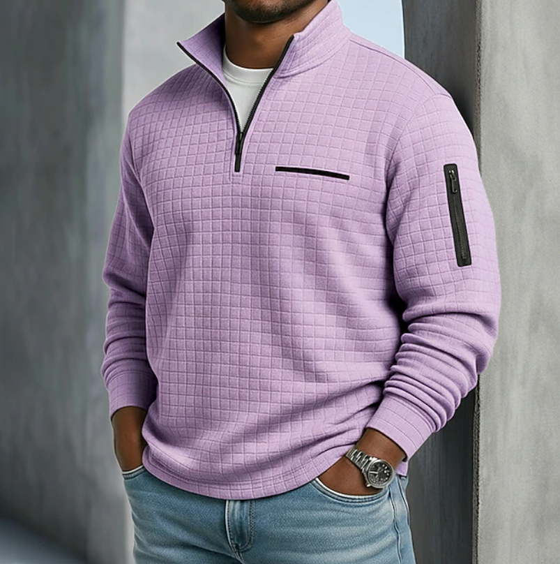 Men's Waffle Texture Quarter Zip Shirt in a Relaxed Fit