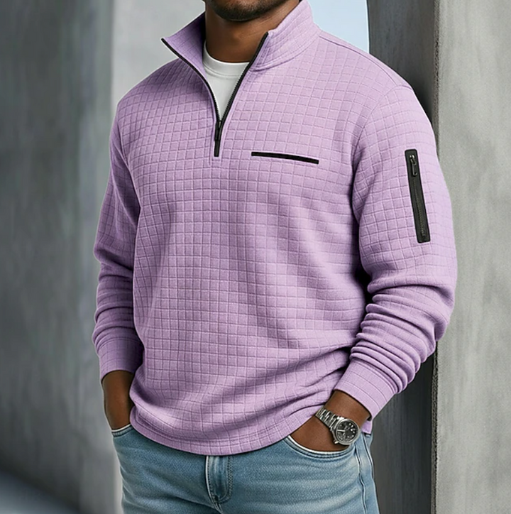 Men's Waffle Texture Quarter Zip Shirt in a Relaxed Fit