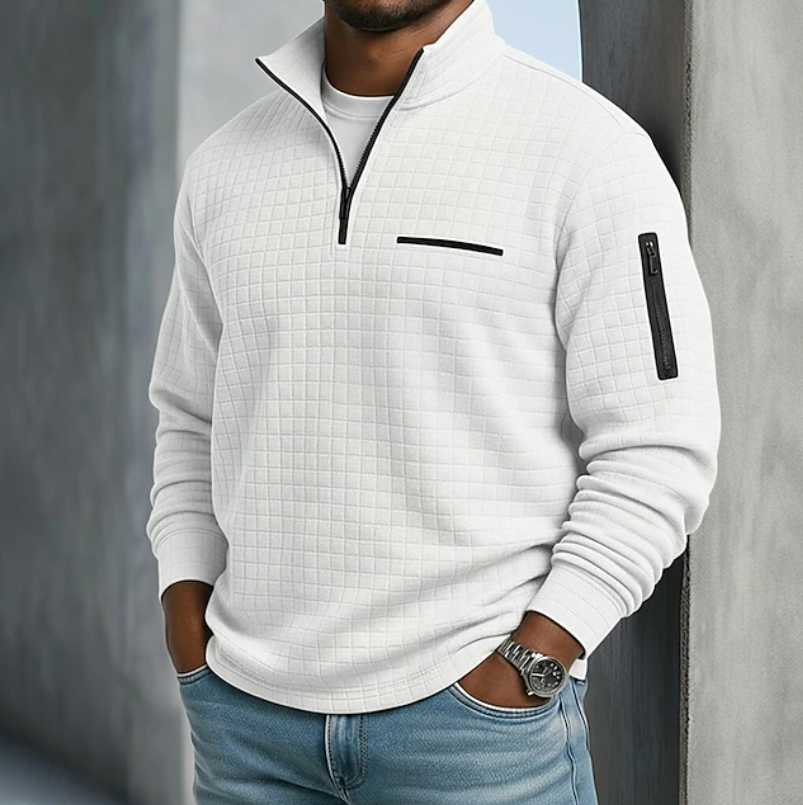 Men's Waffle Texture Quarter Zip Shirt in a Relaxed Fit