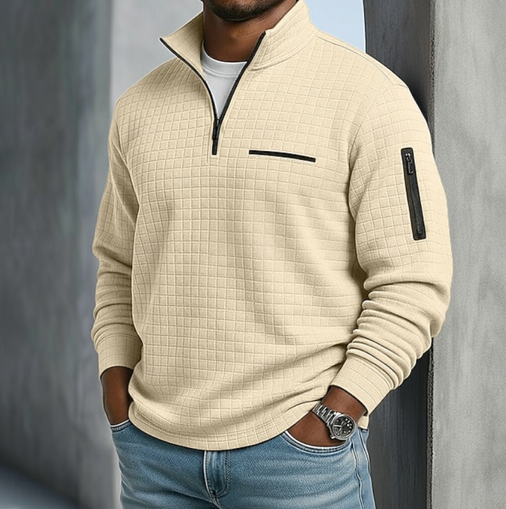Men's Waffle Texture Quarter Zip Shirt in a Relaxed Fit