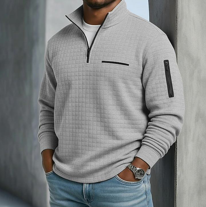 Men's Waffle Texture Quarter Zip Shirt in a Relaxed Fit