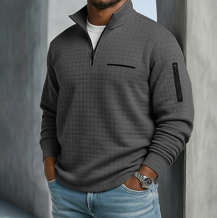 Men's Waffle Texture Quarter Zip Shirt in a Relaxed Fit