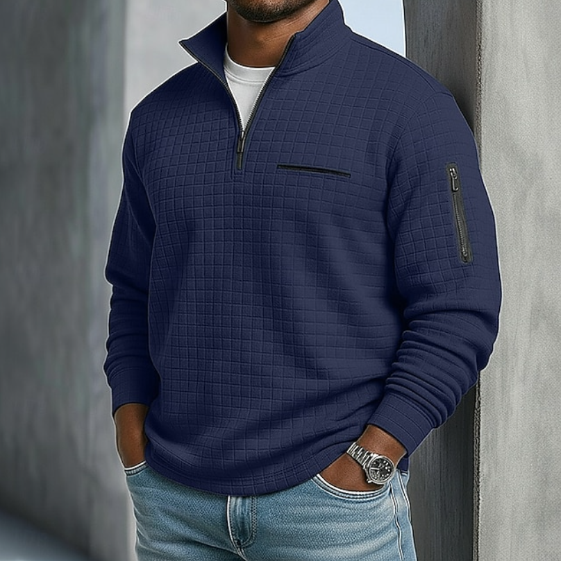 Men's Waffle Texture Quarter Zip Shirt in a Relaxed Fit