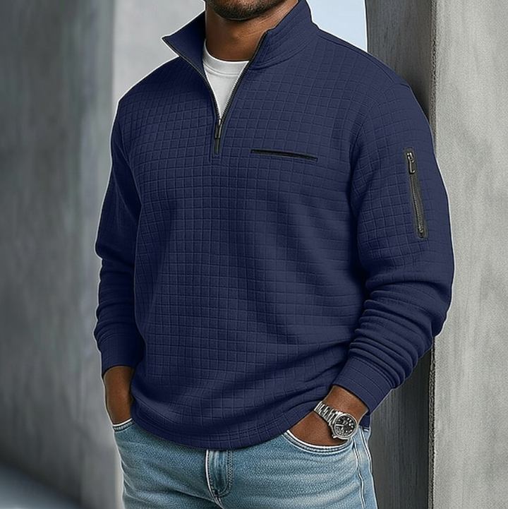 Men's Waffle Texture Quarter Zip Shirt in a Relaxed Fit