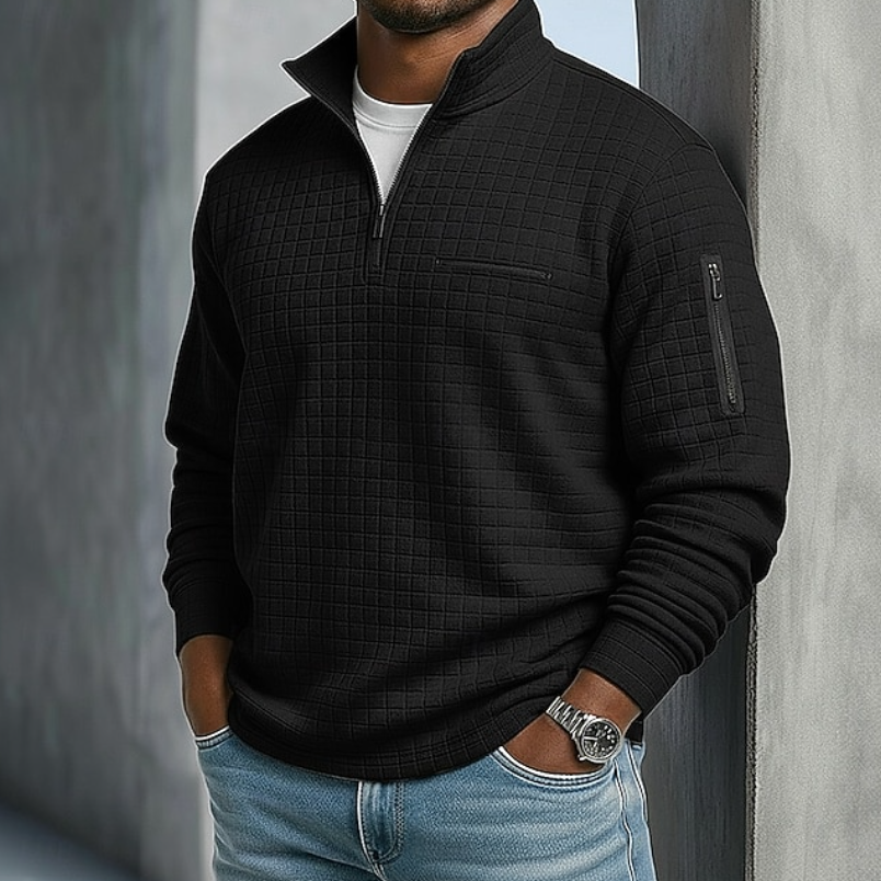 Men's Waffle Texture Quarter Zip Shirt in a Relaxed Fit