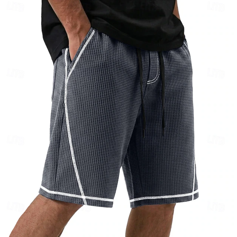 Men's Waffle-Texture Shorts with Contrast Trim