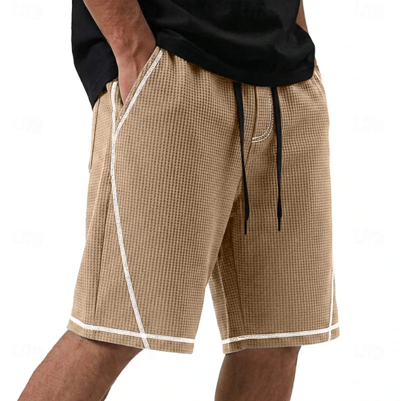 Men's Waffle-Texture Shorts with Contrast Trim